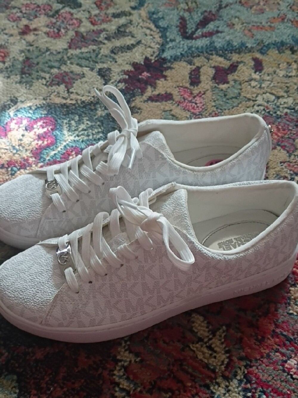 Michael Kors Women's White Textured Lace-Up Sneakers - Picture 2 of 5